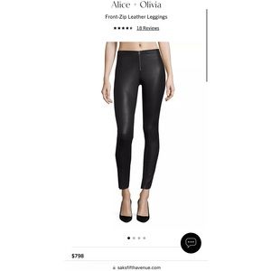 Alice and Olivia front zip leather leggings